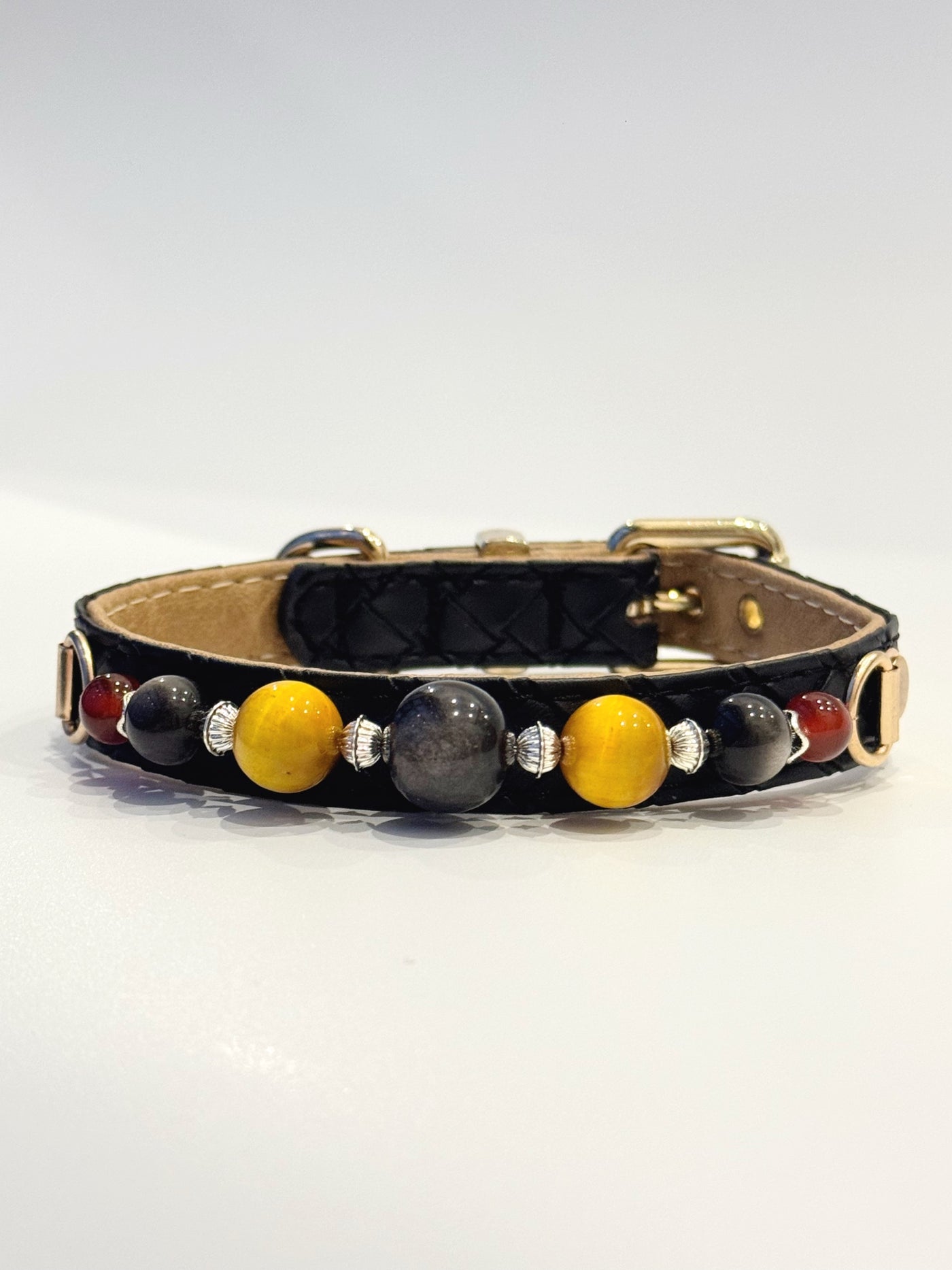 Silver Obsidian Shield Collar
