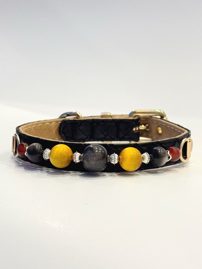 Silver Obsidian Shield Collar